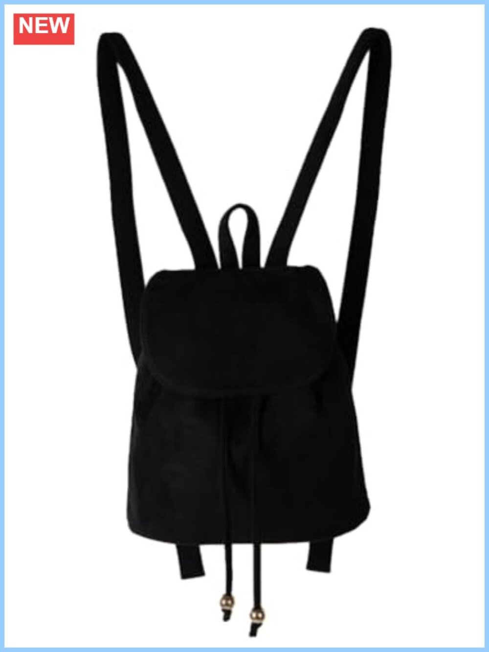 Faux Suede Wool Blend Mini Backpack Flap Top Drawstring Crossbody